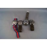 Four sports watches, examples by Stenter, Hercules,