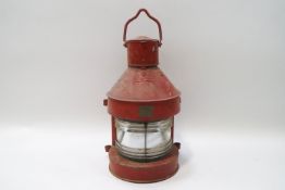A 'Not Under Command' Meteorite lantern, the glass etched 'C.