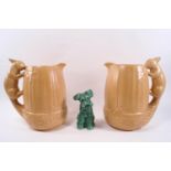 A pair of Sylvac pottery jugs, modelled as acorns with squirrel handles, 23cm high,