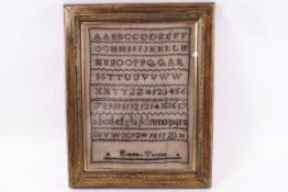 A Victorian alphabet sampler by Emma Turner, 1819,