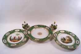 A pair of Paris porcelain plates from a Jacob Petit dessert service, circa 1830,