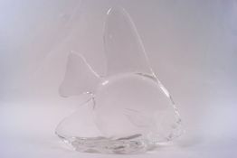 A Steuben glass model of a fish, signed to base,