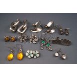 A selection of ten pairs of earrings to include nine pairs of sterling silver 925 variety of drops