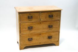 A Victorian pine chest of four drawers,