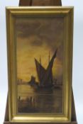 B Hughes, 20th century, Sailing Ships at dusk, oil on canvas, a pair, signed and dated 1909,