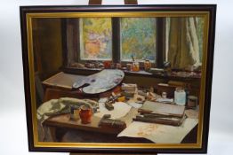 Percival Arthur Wise, 20th century, The Artist's Studio, oil on artist's board, signed lower right,