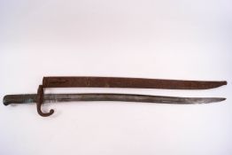 A 19th century French bayonet, inscribed to blade edge and dated 1868,