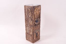 A Troika pottery rectangular tall vase, painted marks to base,