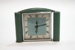 An Art Deco Smiths electric clock, chrome and bakelite,