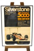 A 1960's Silverstone Formula 5000 poster, framed (owned by an engineer who built the car,