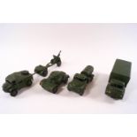 Four 1950s/60s Dinky military vehicles: armoured car, water tanker,