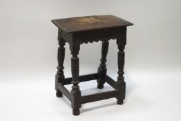 A 17th century and later oak joint stool,