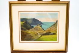 Barry Watkin (British Contemporary), West Country coastal scene, pastel, signed lower right,