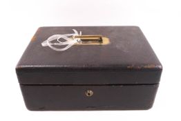 A Victorian leather jewellery box, by Parkins & Gotto, 32cm wide,