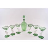 A 1930s Naked Lady Bimini green glass cocktail set by Fritz Lampl Werkstätte, Vienna,