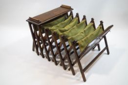 An early 20th century oak and canvas Campaign bed,