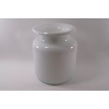 An Art glass cylindrical white cased vase in the style of Otto Brawer Hohnguard,