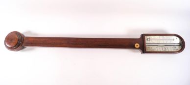 A 19th century rosewood stick barometer by Gugeri & Carughi, 16 Charles Street, Hatton Garden,