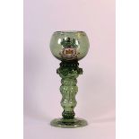 A German green glass Goblet, probably by Fritz Hickert 1866-1923,