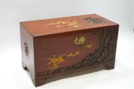 A Chinese camphorwood chest,