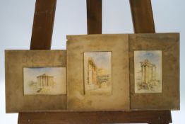 Three 19th century watercolours of ancient sites : Temple of Saturn - Forum Romana (inscribed to