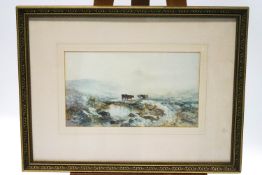 After Widgery, Cattle in a landscape, coloured print,
