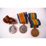 Two WWI medals, Victory and George V together with a South Africa medal,