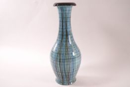 A 1950's Beswick tall necked vase with linear pattern on a turquoise ground,