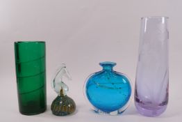 A Medina glass blue vase,