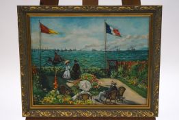 Dorothy Turton, after Monet, 'La Terrass a St Adresse, oil on canvas, signed lower right,