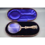 A silver mounted magnifying glass, Birmingham 1903,