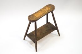 An early 20th century poker work shoe-shine stool,