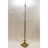 A Victorian style brass standard lamp with six sided base,