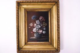 Hayward-Young, Dutch style Still Life, oil on board, label to verso, 17cm x 11.