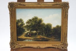 G Williams (20th century), Figures by a ford, oil on board, signed lower right,