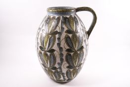A 1970s Denby stoneware jug with a stylised plant design by Glyn Colledge, printed factory mark,