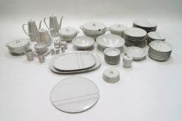A 1950's/60's German porcelain dinner and tea service by Hutschenreuther, ten place setting,