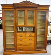 A Victorian mahogany triple display cabinet/bookcase,