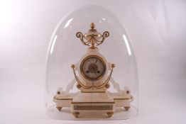 A Continental white marble and gilt eight day mantel clock,