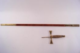 A dress sword scabbard and further gilt metal sword fittings