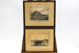 William Daniell (1769-1837), Falmouth and St Michael's Mount, Cornwall, aquatints, a pair, 23.