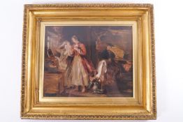 School of Sir David Wilkie, (1785-1841), Ladies dressing in an interior , oil on panel, 19.
