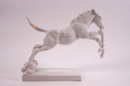 A 1950's Rosenthal porcelain figure of a jumping colt, printed factory mark in green, 15.