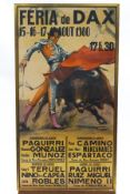 A 1980's Spanish bull fighting poster, 93cm x 49cm,