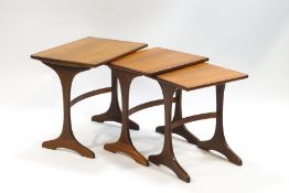 A G-Plan teak nest of three tables, with label, the largest 52cm high x 56cm wide x 40.