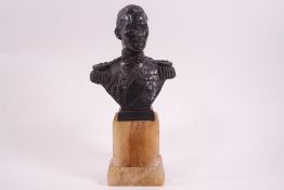 After S H Paulis, bronze of King Edward, on a marble base, signed Paulis, 19.