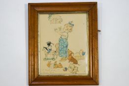 Early 20th century School, The Nursery, pencil and watercolour, signed and inscribed lower left,