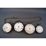 Three silver cased gentleman's pocket watches,