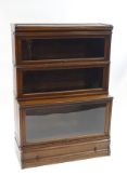 A Globe Wernicke oak three stack bookcase, with drawer to base,