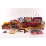 A Britains Massey Ferguson Combine Harvester, 1:32 scale, boxed, together with a Disc Harrow,